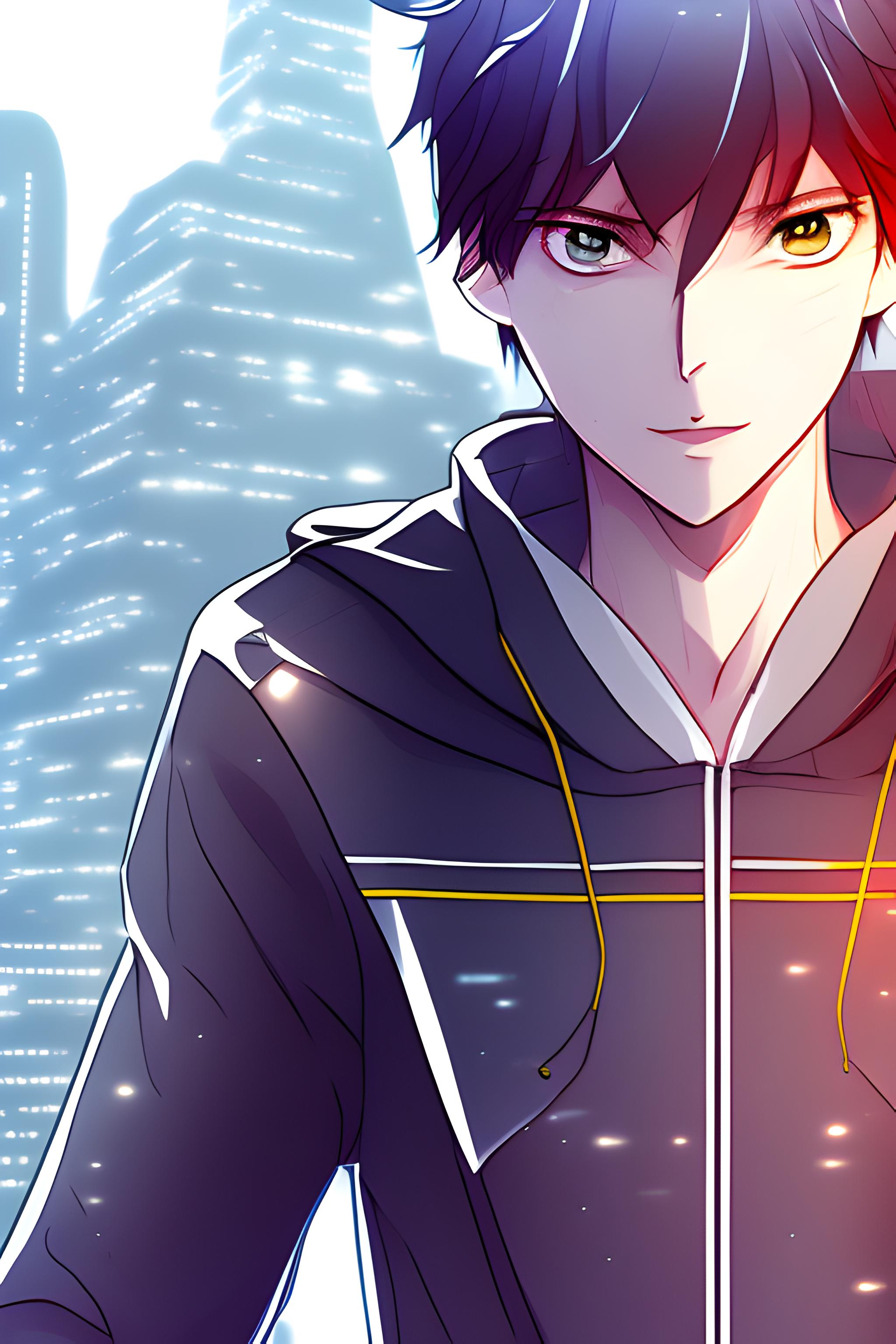 4k 
Anime boy in cyber city 

